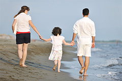 family walking on beach